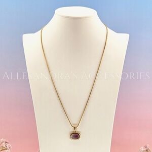 Savvy Cie Necklace 18k Gold Plated Chain & Amethyst Pendant Minimalist Bohemian